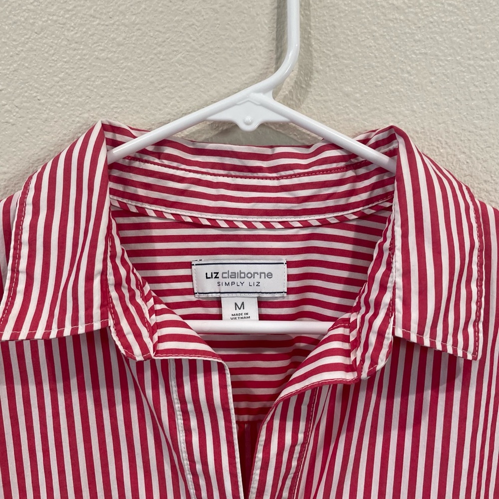 Liz Claiborne Red and White Striped Blouse